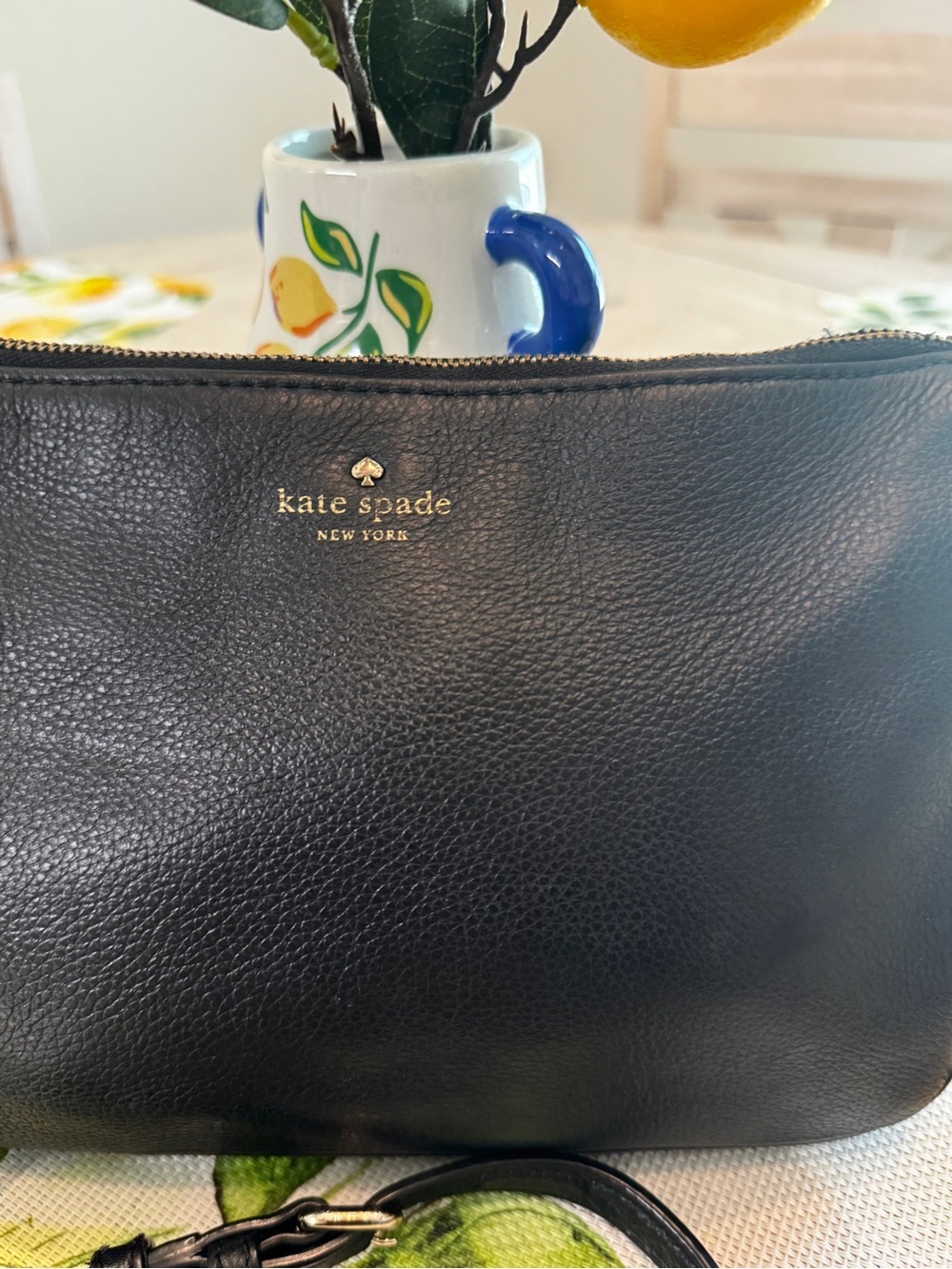 Kate Spade New York Black Pebbled Leather Crossbody Bag Adjustable Strap - Picture 5 of 16